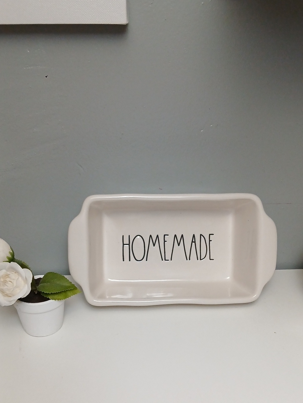 Brand New!! Rae Dunn White Ceramic "HOMEMADE" Rectangular Baker NWT